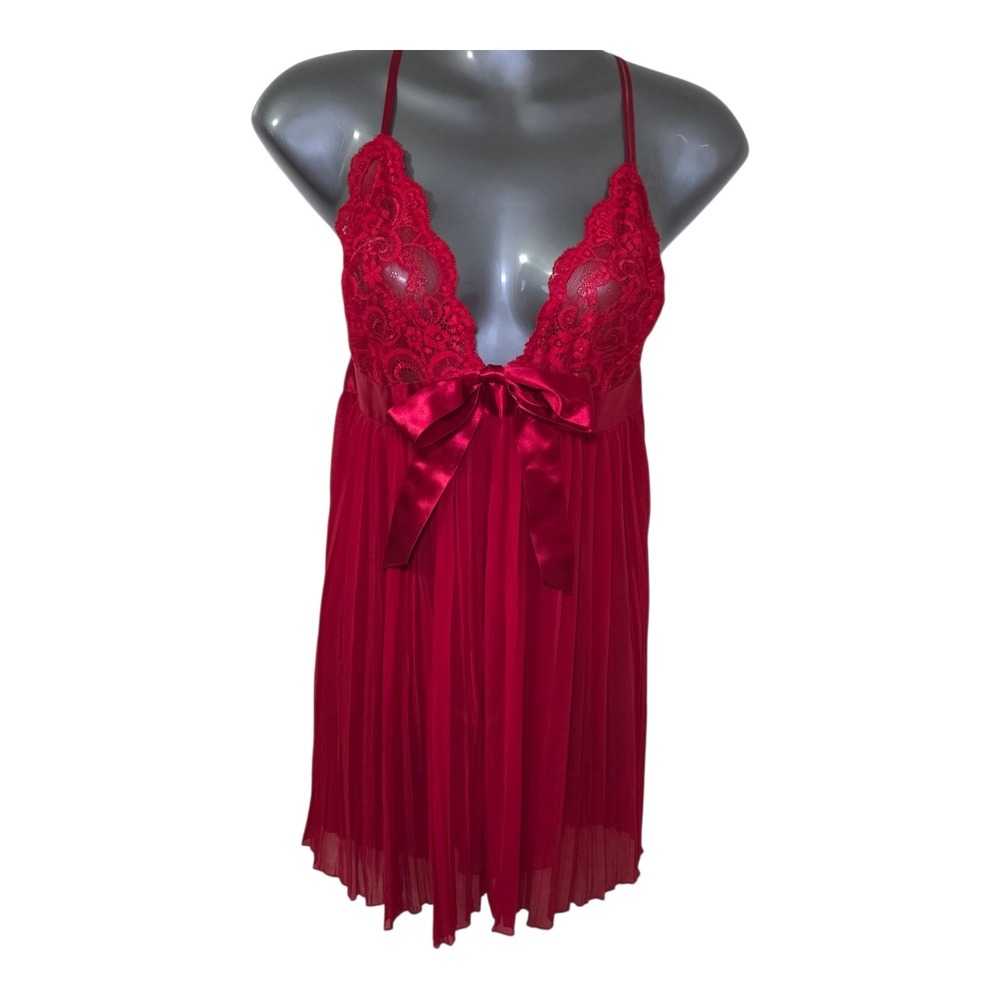 Victoria's Secret Red Lace Babydoll Chemise Nightgown Dress XL‎ Valentines Day